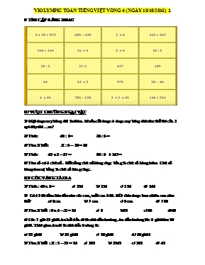 Đề thi Violympic cấp huyện Toán, Tiếng việt lớp 3 vòng 4 - Năm học 2016-2017